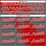 Custom Red Steel Gray-White 3D Pattern Abstract Brush Stroke Two-Button Unisex Softball Jersey