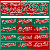 Custom Red Kelly Green-White 3D Pattern Abstract Brush Stroke Two-Button Unisex Softball Jersey