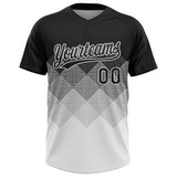 Custom Black White 3D Gradient Square Shape Two-Button Unisex Softball Jersey