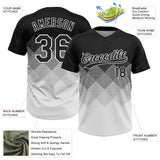 Custom Black White 3D Gradient Square Shape Two-Button Unisex Softball Jersey