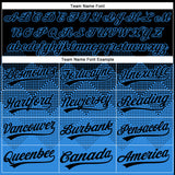 Custom Black Electric Blue 3D Gradient Square Shape Two-Button Unisex Softball Jersey