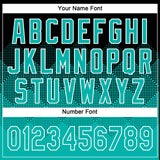 Custom Black Aqua-White 3D Gradient Square Shape Two-Button Unisex Softball Jersey