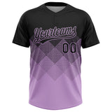 Custom Black Light Purple 3D Gradient Square Shape Two-Button Unisex Softball Jersey