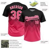 Custom Black Neon Pink-White 3D Gradient Square Shape Two-Button Unisex Softball Jersey