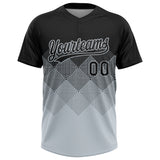 Custom Black Silver 3D Gradient Square Shape Two-Button Unisex Softball Jersey