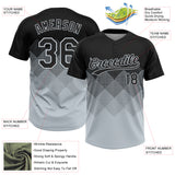 Custom Black Silver 3D Gradient Square Shape Two-Button Unisex Softball Jersey