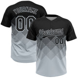 Custom Black Silver 3D Gradient Square Shape Two-Button Unisex Softball Jersey