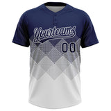 Custom Navy White 3D Gradient Square Shape Two-Button Unisex Softball Jersey