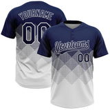 Custom Navy White 3D Gradient Square Shape Two-Button Unisex Softball Jersey