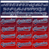 Custom Navy Red-White 3D Gradient Square Shape Two-Button Unisex Softball Jersey