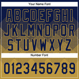 Custom Navy Old Gold 3D Gradient Square Shape Two-Button Unisex Softball Jersey