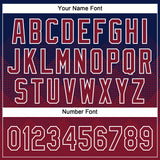 Custom Navy Crimson-White 3D Gradient Square Shape Two-Button Unisex Softball Jersey