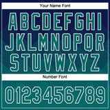 Custom Navy Teal-White 3D Gradient Square Shape Two-Button Unisex Softball Jersey