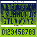 Custom Navy Neon Green 3D Gradient Square Shape Two-Button Unisex Softball Jersey