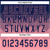 Custom Navy Medium Pink 3D Gradient Square Shape Two-Button Unisex Softball Jersey