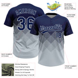 Custom Navy Silver 3D Gradient Square Shape Two-Button Unisex Softball Jersey