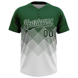 Custom Green White 3D Gradient Square Shape Two-Button Unisex Softball Jersey