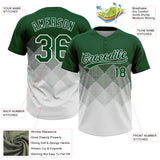 Custom Green White 3D Gradient Square Shape Two-Button Unisex Softball Jersey