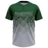 Custom Green Gray 3D Gradient Square Shape Two-Button Unisex Softball Jersey