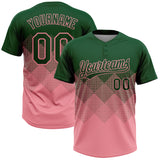 Custom Green Medium Pink 3D Gradient Square Shape Two-Button Unisex Softball Jersey