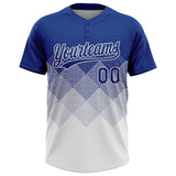 Custom Royal White 3D Gradient Square Shape Two-Button Unisex Softball Jersey