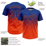 Custom Royal Orange 3D Gradient Square Shape Two-Button Unisex Softball Jersey