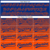 Custom Royal Orange 3D Gradient Square Shape Two-Button Unisex Softball Jersey