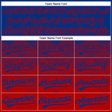 Custom Royal Red 3D Gradient Square Shape Two-Button Unisex Softball Jersey