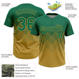 Custom Kelly Green Old Gold 3D Gradient Square Shape Two-Button Unisex Softball Jersey