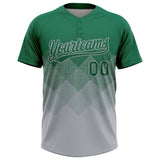 Custom Kelly Green Gray 3D Gradient Square Shape Two-Button Unisex Softball Jersey