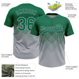 Custom Kelly Green Gray 3D Gradient Square Shape Two-Button Unisex Softball Jersey