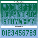 Custom Kelly Green Light Blue 3D Gradient Square Shape Two-Button Unisex Softball Jersey