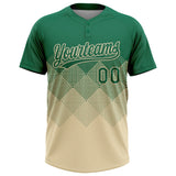 Custom Kelly Green Cream 3D Gradient Square Shape Two-Button Unisex Softball Jersey