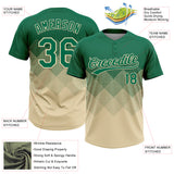 Custom Kelly Green Cream 3D Gradient Square Shape Two-Button Unisex Softball Jersey