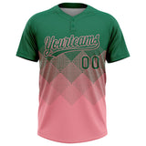 Custom Kelly Green Medium Pink 3D Gradient Square Shape Two-Button Unisex Softball Jersey