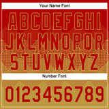 Custom Red Old Gold 3D Gradient Square Shape Two-Button Unisex Softball Jersey