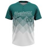 Custom Teal White 3D Gradient Square Shape Two-Button Unisex Softball Jersey