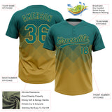 Custom Teal Old Gold 3D Gradient Square Shape Two-Button Unisex Softball Jersey