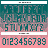 Custom Teal Medium Pink 3D Gradient Square Shape Two-Button Unisex Softball Jersey