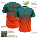 Custom Teal Orange 3D Gradient Square Shape Two-Button Unisex Softball Jersey