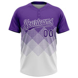 Custom Purple White 3D Gradient Square Shape Two-Button Unisex Softball Jersey