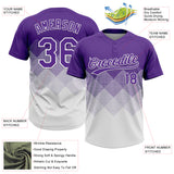 Custom Purple White 3D Gradient Square Shape Two-Button Unisex Softball Jersey