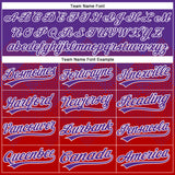 Custom Purple Red-White 3D Gradient Square Shape Two-Button Unisex Softball Jersey