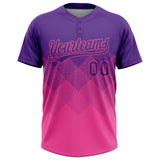 Custom Purple Pink 3D Gradient Square Shape Two-Button Unisex Softball Jersey