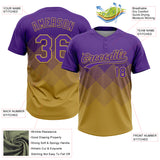 Custom Purple Old Gold 3D Gradient Square Shape Two-Button Unisex Softball Jersey