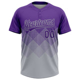 Custom Purple Gray 3D Gradient Square Shape Two-Button Unisex Softball Jersey