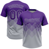 Custom Purple Gray 3D Gradient Square Shape Two-Button Unisex Softball Jersey