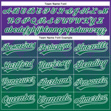 Custom Purple Kelly Green-White 3D Gradient Square Shape Two-Button Unisex Softball Jersey