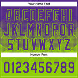 Custom Purple Neon Green 3D Gradient Square Shape Two-Button Unisex Softball Jersey