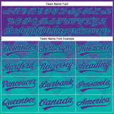 Custom Purple Aqua 3D Gradient Square Shape Two-Button Unisex Softball Jersey